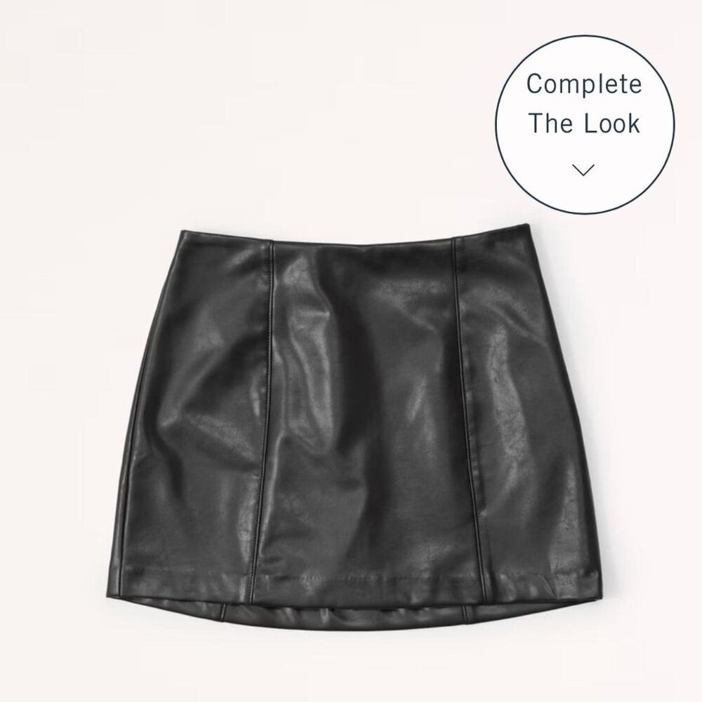 Abercrombie & Fitch XL Black Faux Leather Mini Skirt Skort